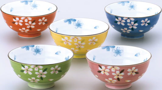 סט 5 קעריות קרמיות פרחוניות – מינו